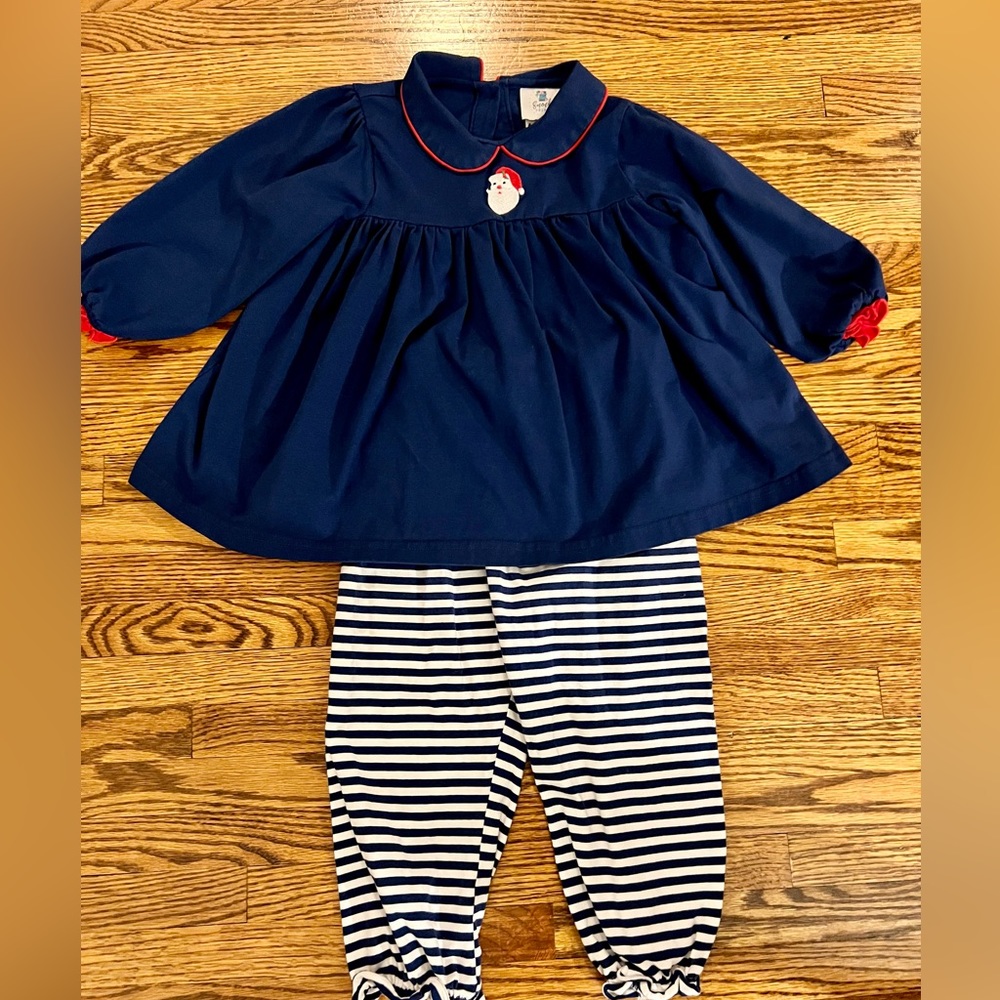 Smocked Polkadot girls Christmas set, 2T